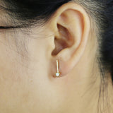 925 Silver Opal Bar Stud Earrings for Women