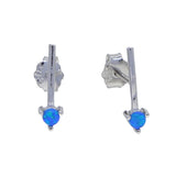 925 Silver Opal Bar Stud Earrings for Women