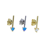 925 Silver Opal Bar Stud Earrings for Women