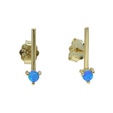 925 Silver Opal Bar Stud Earrings for Women