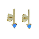 925 Silver Opal Bar Stud Earrings for Women