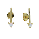 925 Silver Opal Bar Stud Earrings for Women