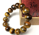 14mm Yellow Tiger Eye Stone Men's Bracelet