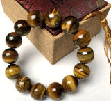 14mm Yellow Tiger Eye Stone Men's Bracelet