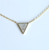 925 Sterling Silver Sparking Bar Triangle Pendant Triple Layer Necklace