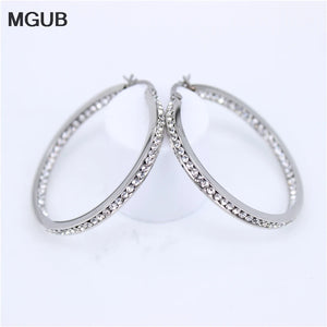 Crystal Silver Stainless Steel Earrings Female Accessories LH487
