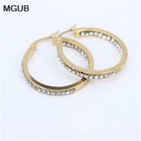 Crystal Silver Stainless Steel Earrings Female Accessories LH487