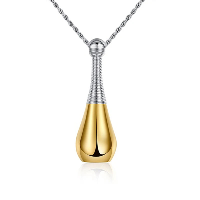 Stainless Steel Ashes Urn Necklace Cremation Perfume Bottle Pendant