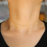 925 Sterling Silver CZ Station Statement Choker Necklace