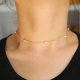 925 Sterling Silver CZ Station Statement Choker Necklace