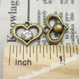 60pcs Vintage Love Heart Charms Antique Bronze Jewelry Making DIY