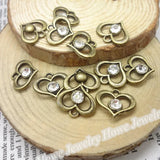 60pcs Vintage Love Heart Charms Antique Bronze Jewelry Making DIY