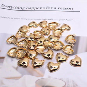 6pcs Heart Charms Pendants Jewelry Findings DIY Necklace Bracelet