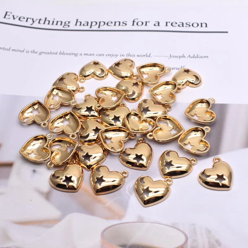 6pcs Heart Charms Pendants Jewelry Findings DIY Necklace Bracelet