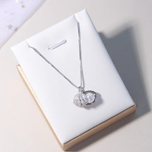 Silver Chain Necklace with 7-8mm Shell Beads