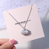 Silver Chain Necklace with 7-8mm Shell Beads