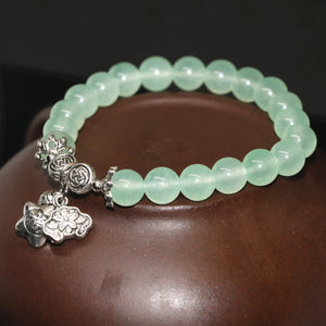 8mm Green Chalcedony Natural Stone Bracelet for Women