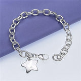 925 Silver Star Pendant Bracelet for Women Jewelry Party Wedding