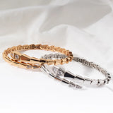 925 Silver Diamond Snake Bone Bracelet Women's Jewelry