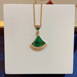 925 Silver Fritillaria Malachite Skirt Pendant Necklace