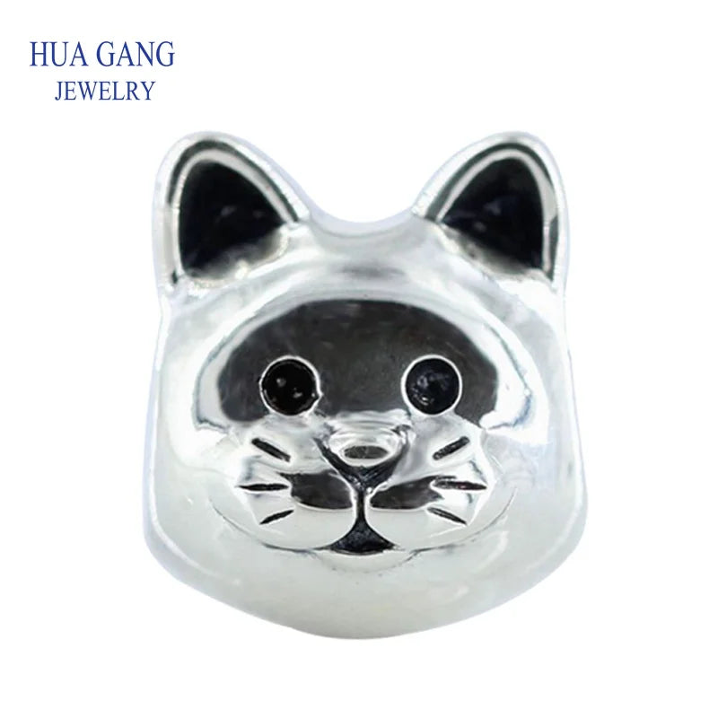 925 Sterling Silver Kitten Beaded Bracelet Necklace DIY