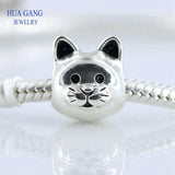925 Sterling Silver Kitten Beaded Bracelet Necklace DIY