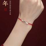 925 Silver Rope Geo Shape Bracelet Red Thread Line Jewelry for Women
