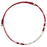 925 Silver Red Rope Geometric Shape Bracelet Women Gift