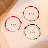 925 Silver Red Rope Geometric Shape Bracelet Women Gift