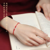 925 Silver Red Rope Bracelet Geometric Pattern Women's Jewelry Gift