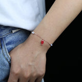 925 Silver Evil Eye Fish Charm Bracelet for Women