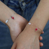 925 Silver Evil Eye Fish Charm Bracelet for Women