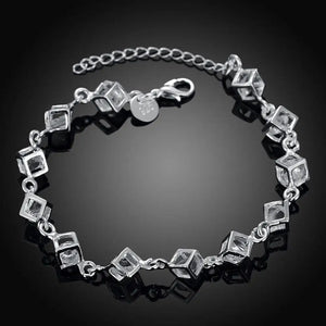 925 Silver Crystal Lattice Bracelet Wedding Jewelry