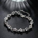 925 Silver Crystal Lattice Bracelet Wedding Jewelry