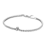 925 Silver Adjustable Heart Tennis Bracelet for High-End Beads DIY
