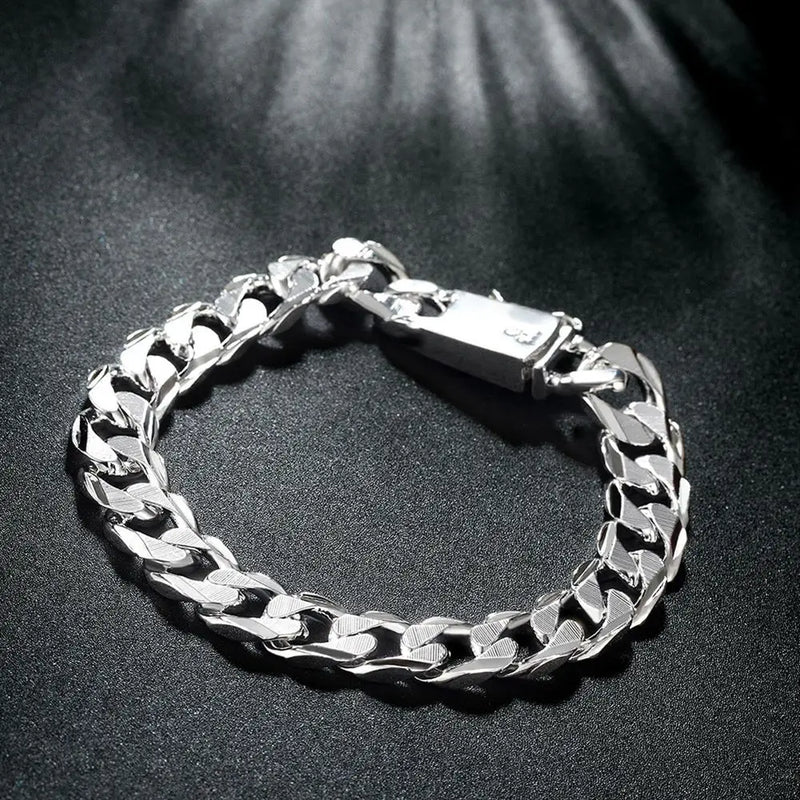 925 Silver 10MM Chain Bracelets for Wedding Holiday