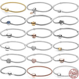 925 Sterling Silver Heart-Shaped Buckle Bracelet for DIY Charm Design