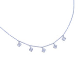 925 Silver CZ Charm Drop Choker Necklace