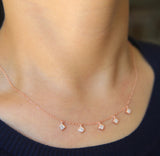 925 Silver CZ Charm Drop Choker Necklace