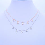 925 Silver CZ Charm Drop Choker Necklace
