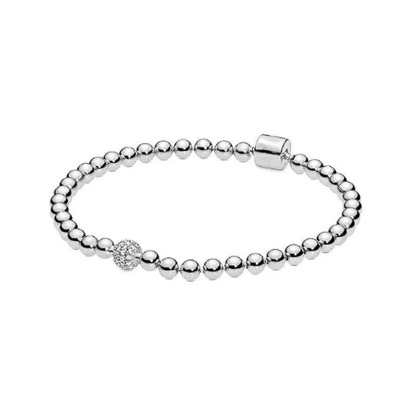 925 Sterling Silver Zircon Charm Beads Bracelet for DIY Jewelry