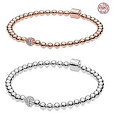 925 Sterling Silver Zircon Charm Beads Bracelet for DIY Jewelry
