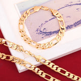 Sterling Silver Plated 18K 8MM Geometry Bracelet Necklace Set
