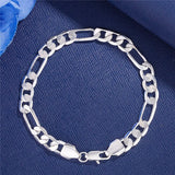 Sterling Silver Plated 18K 8MM Geometry Bracelet Necklace Set