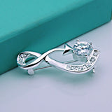 925 Sterling Silver Zircon Woman Brooch