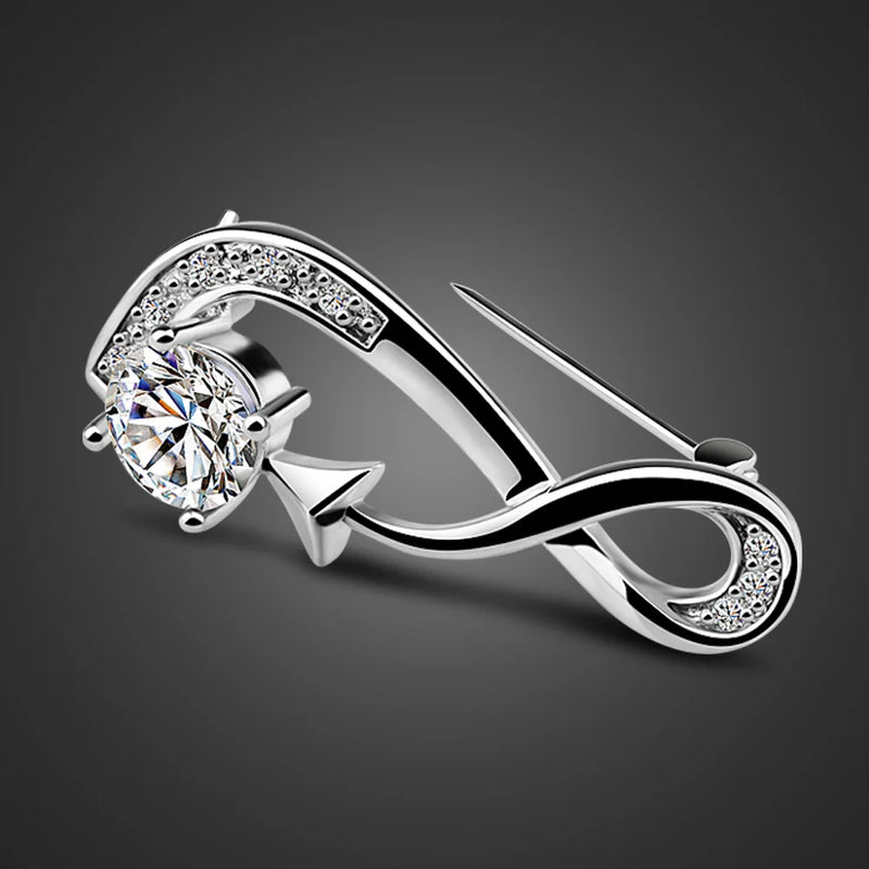 925 Sterling Silver Zircon Woman Brooch