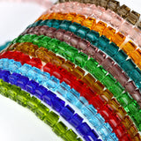 980pcs Mixed Colors Glass Beads Square Upscale Crystal 6mm