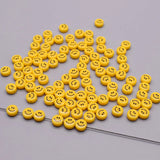 Acrylic Yellow Smiling Face Beads Round Loose Beads for DIY Jewelry Making