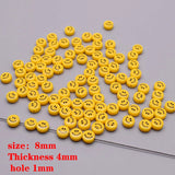 Acrylic Yellow Smiling Face Beads Round Loose Beads for DIY Jewelry Making