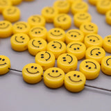 Acrylic Yellow Smiling Face Beads Round Loose Beads for DIY Jewelry Making